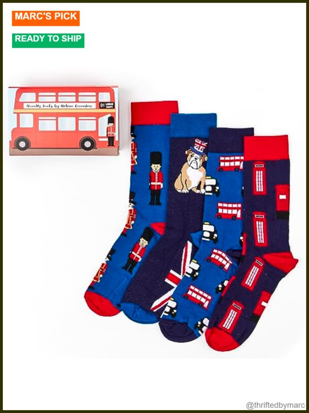 British Novelty Socks Gift Box 4 Pairs Cotton Crew